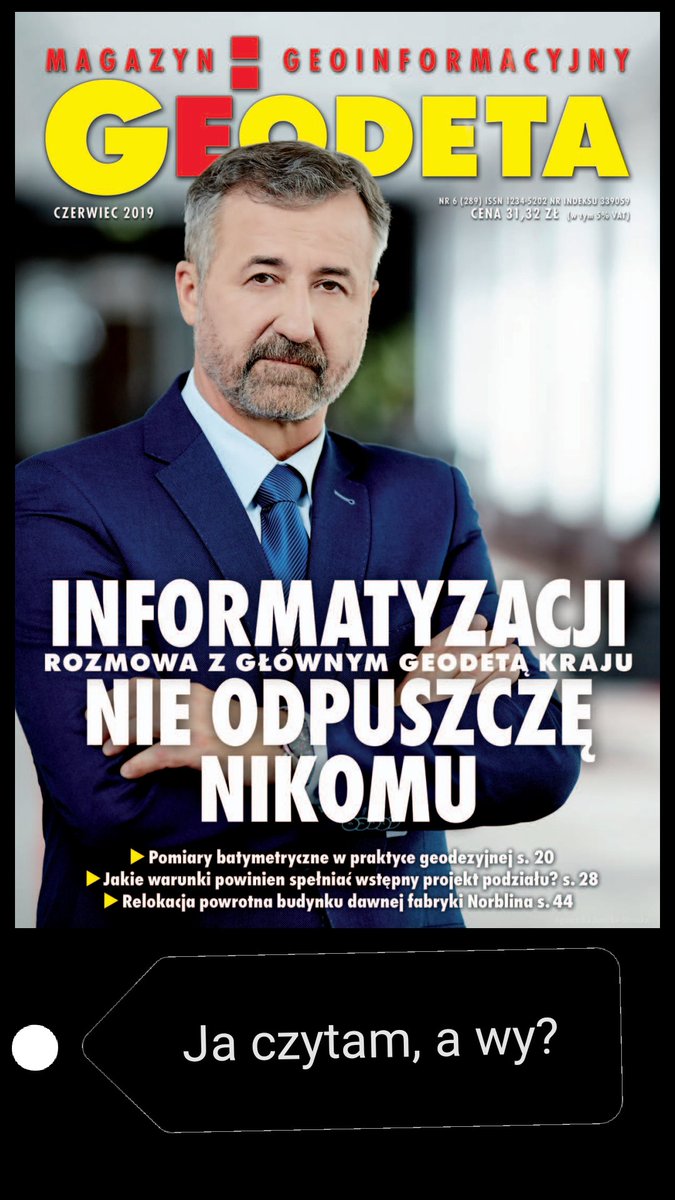 MetaloveBazylia's tweet photo. Bardzo ciekawy wywiad z Głównym Geodetą Kraju @WaldekIzdebski w nowym Geodecie. Serdecznie polecam wszystkim, nawet osobom mniej związanym z branżą! #informartyzacja #pgik #usługi_sieciowe #wms #egib https://t.co/PRL9emNswq