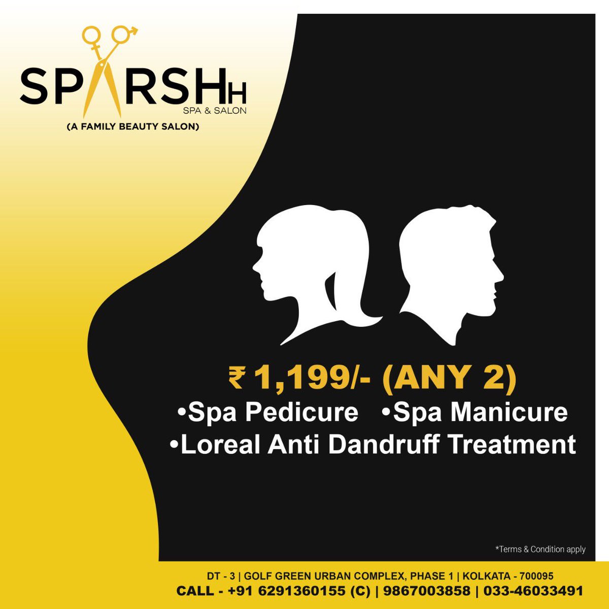 yourownsparsh's tweet photo. Here are some exciting offers on Spa Pedicure, Spa Manicure and Loreal Anti Dandruff Treatment (Any Two @ 1199 ).

Terms and condition apply.

#SparshHSpaAndSalon #UnisexSalon https://t.co/dZ9uhtjpAF