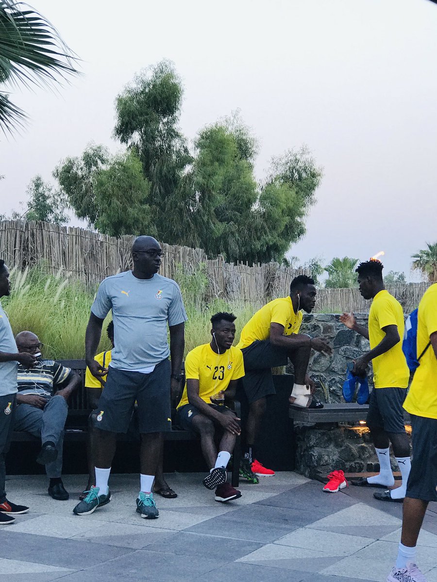 ghanafaofficial's tweet photo. #AFCON2019 We are off to the Jeber Ali Training facility in Dubai for the Black Stars first training session. https://t.co/1YsO7ELCMb