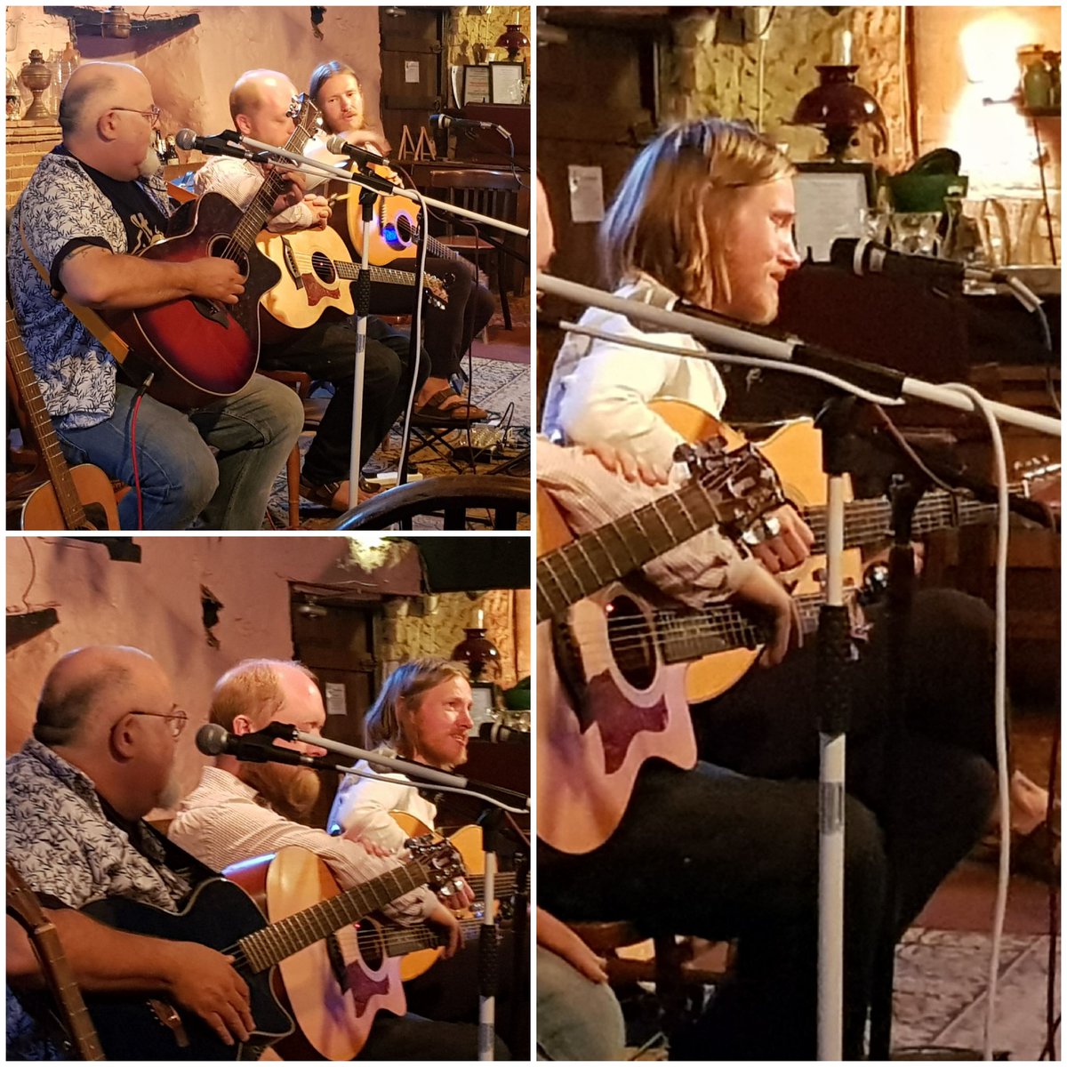 Jackson56Sue's tweet photo. @Fatea_Magazine @benmorganbrown #songwriterscircle at #thebridgeinntopsham last Saturday with #GregHancock #TimJones & #BenMorganBrown. Excellent evening 😊 https://t.co/24LjXCaxW4