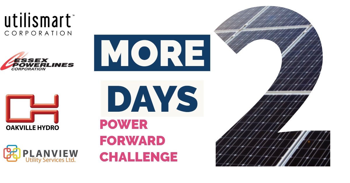 Utilismart's tweet image. 2 more days until the #PowerForwardChallenge Pitch event in Ottawa! Our team is getting excited to present our technology and vision for utilities of the future. Visit ow.ly/ZI0r50usKaV to learn more. @NRCan #ImpactCanada @PlanviewGIS @Oakvillehydro @essexpowerlines