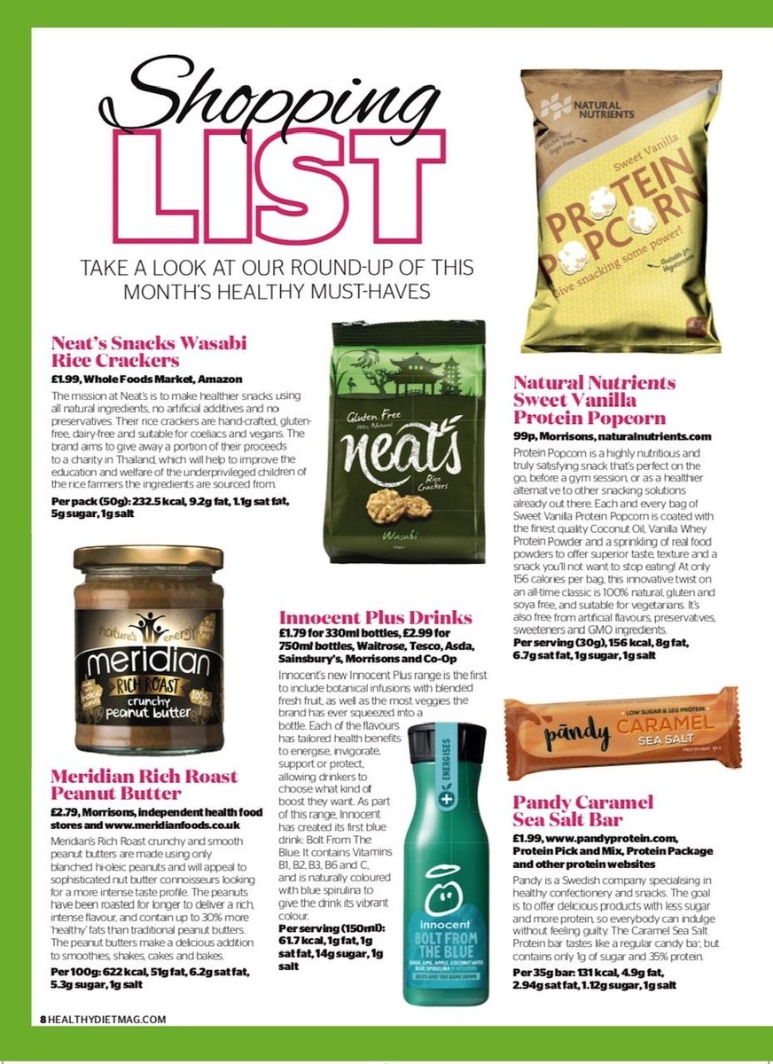 neatsnacks's tweet photo. Delighted to see our wonderful wasabi flavour crackers in June's Healthy Diet Magazine 😃 https://t.co/7lfXxaq6wV