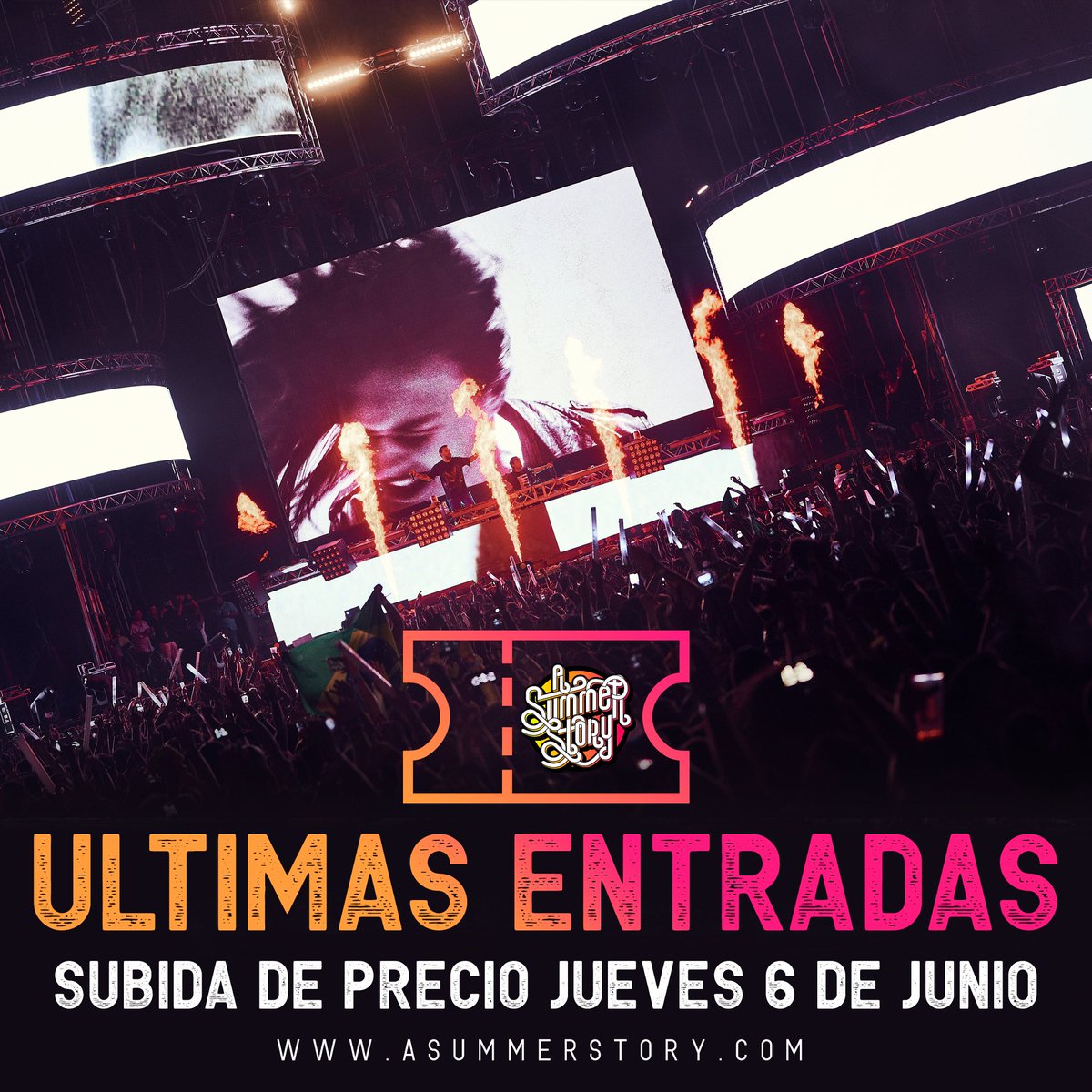 ¡ÚLTIMAS ENTRADAS para vivir nuestro 5º Aniversario! Entramos en la recta final... ¡Y eso se nota! Consigue la tuya antes de que sea demasiado tarde porque si te lo pierdes este año te arrepentirás 🔥

🔜 Subida de precio: 6 de junio.
🎫 Únete en asummerstory.com