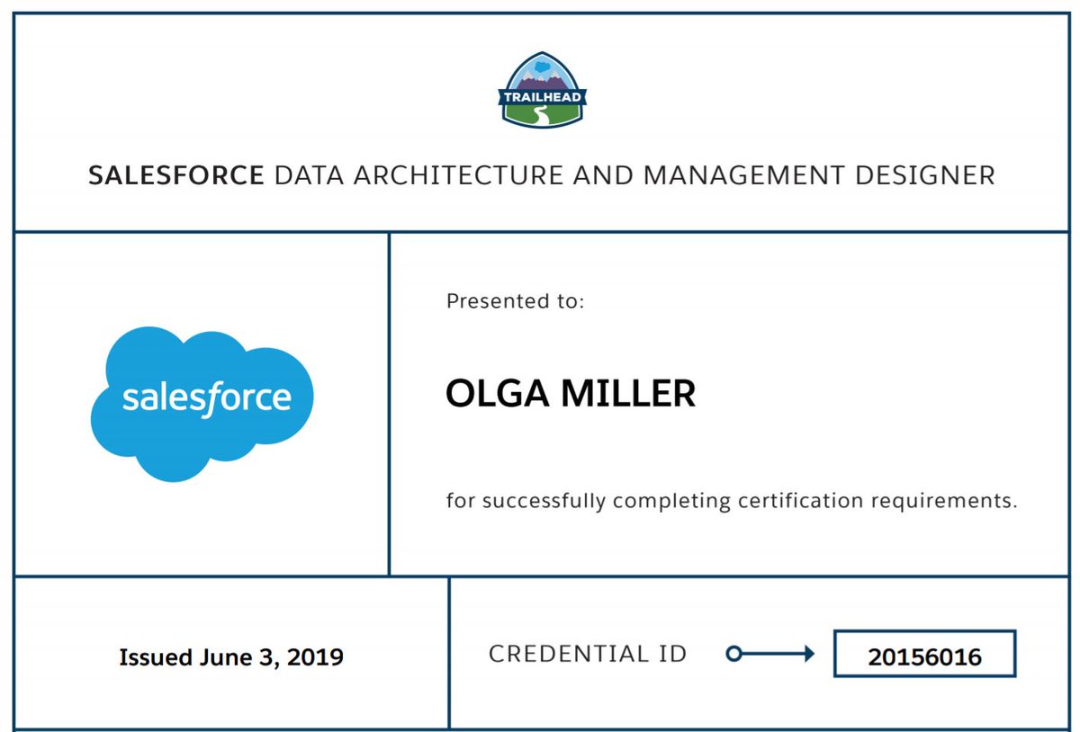 OlgaMiller24's tweet image. Earned my first designer certification!!! 💪 Thank you @trailhead for a great trailmix!!! 🐾 So proud!!! 🤗 What better way to start off a new week/summer!!! 🎉
#JourneyToCTA #CertifiedPro #CertificationGoals @ArchLadies