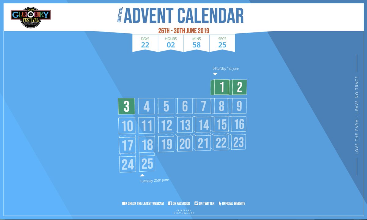 valourband's tweet photo. @clashfinder Excited and can’t wait? Check out the (unofficial) Glastonbury Advent Calendar for a daily chunk of festival build up. (link: https://t.co/xTGc2aH8J8) https://t.co/s5PV3miPKa
