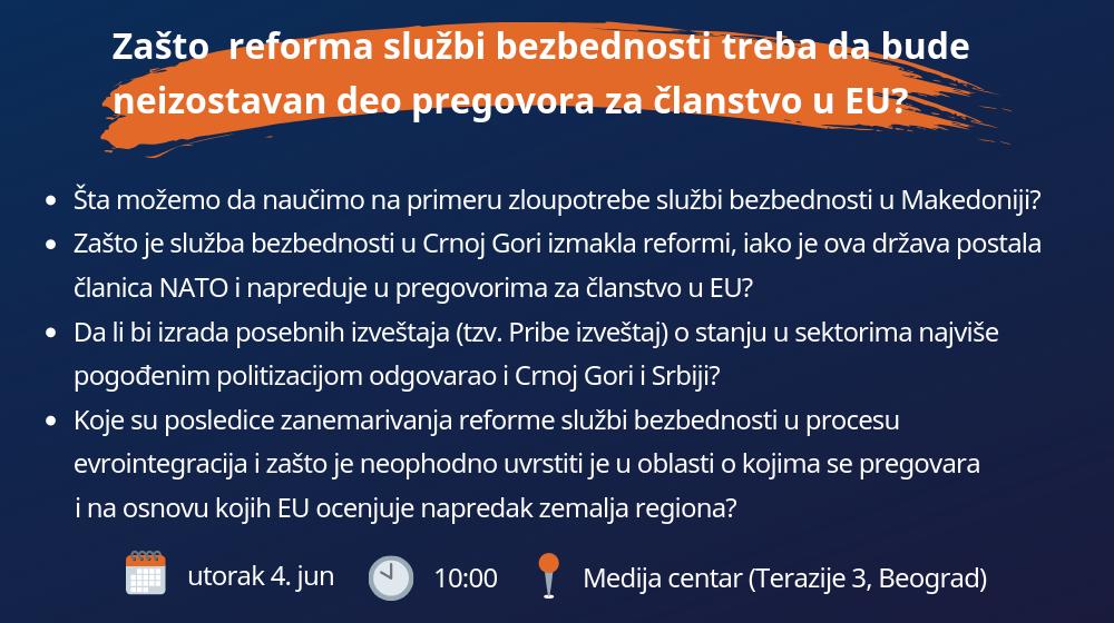 bezbednost_org's tweet photo. Na ove teme sutra govore:
🔸 @lembovska, @eurothinkMK
🔸 @DinchyB, @IA_Alternativa
🔸 @nadkoordinator, izvršni direktor BCBP
Diskusiju moderira istraživačica BCBP @ueuachic
Više informacija: https://t.co/ndTv2zwGCh https://t.co/hNFTYTGCb2