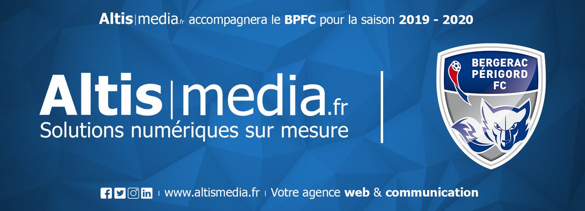 Altisbergerac's tweet photo. 💥 Nous sommes très fiers de vous annoncer qu' #Altismedia accompagnera le @BPFC24 là saison prochaine ! #SiteInternet #Communication #Graphisme #Video #CommunityManagement ❤️⚽️💙 https://t.co/YztWCNhcSn