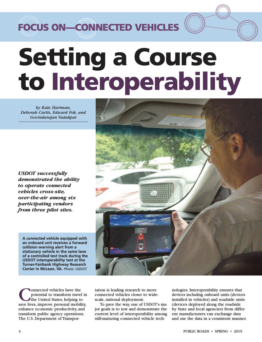 ITS_USDOT's tweet photo. The latest issue of @USDOTFHWA's Public Roads magazine is now online: https://t.co/OP4BfP5AfQ.  Don't miss the feature article on the #CVPilots starting on page 4. @NYC_DOT @WYDOT_I80 @Tampa_CV #transportation https://t.co/L4FzfTKKv3