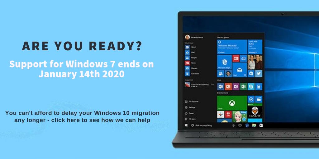 CapitoIT's tweet photo. Support for #Windows7 ends on January 14th 2020 - you can't afford to delay your migration to #Windows10 any longer. Visit https://t.co/3mG0dV3SFJ to see how we can simplify the upgrade process for you and ensure a smooth transition.
#Windows10Migration https://t.co/v7tNumS8Iy