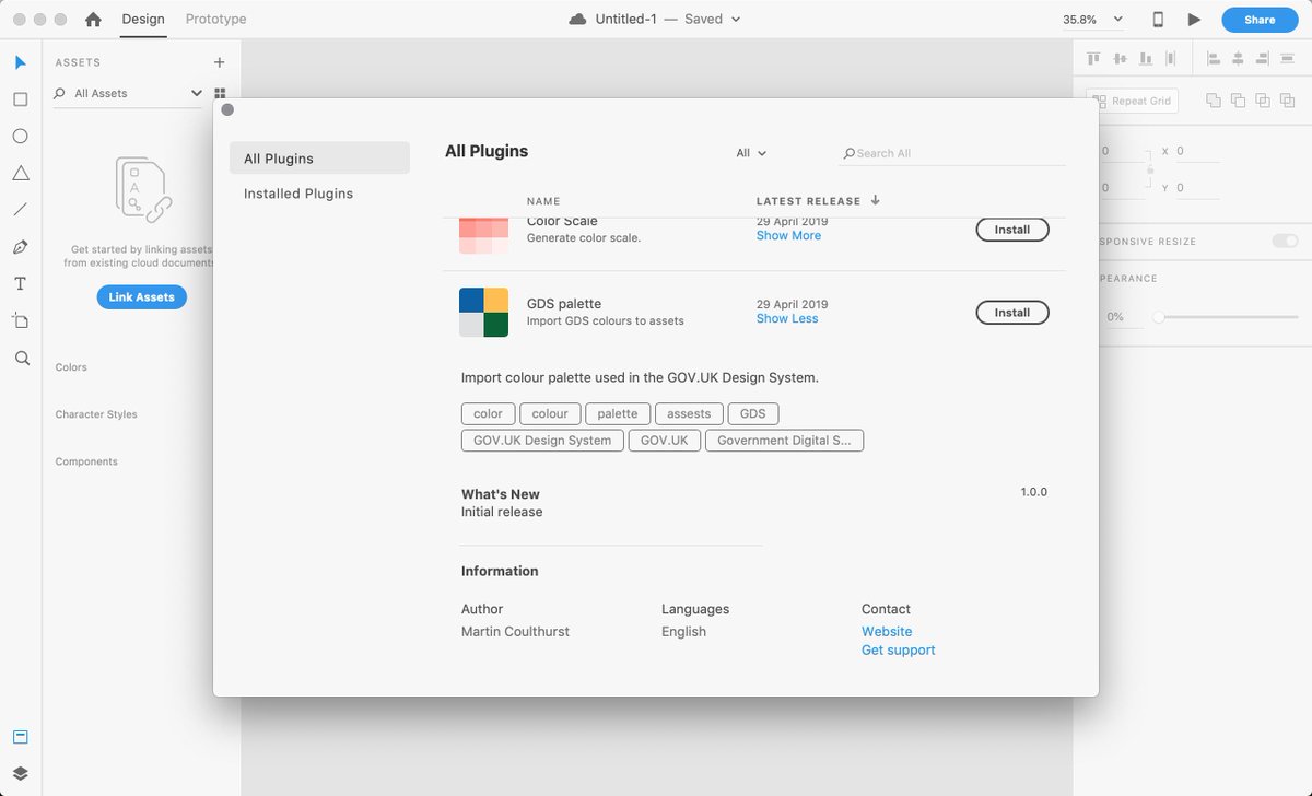 Haven’t opened @Sketch for a few weeks, but it was lovely to see this when I updated my plugins today. 

Alt: Sketch plugin for importing the GOVUK Design System colour palette 🙌🏻
