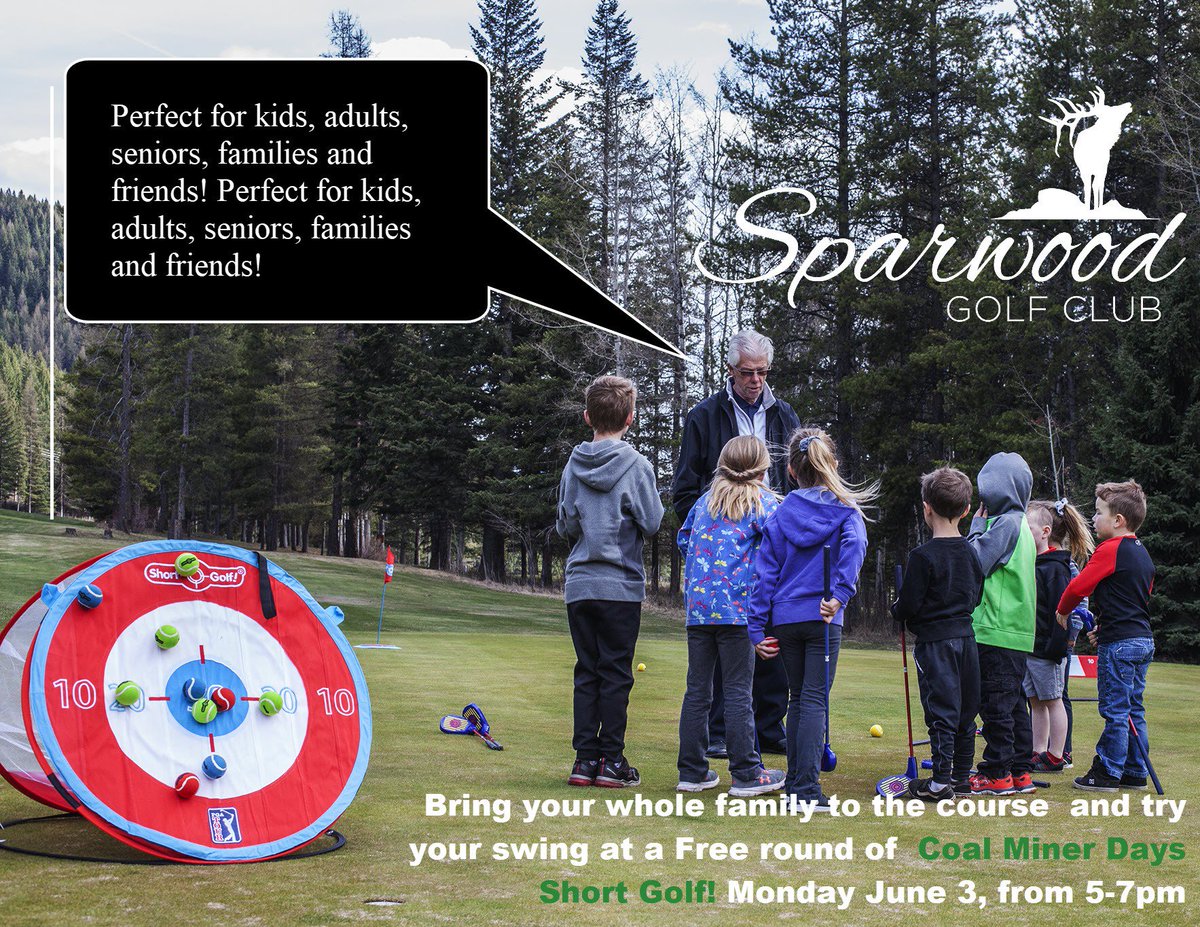 It's Coal Miner Days!!  Tonight, check out the "Walk in the Past" at Lilac Terrace (102-2nd Ave) from 5 - 8 pm and Family fun at the Sparwood Golf Course from 5 - 7 pm with a free round of Short Golf! Full #CMD2019 schedule at ow.ly/H9Nk50urWFP