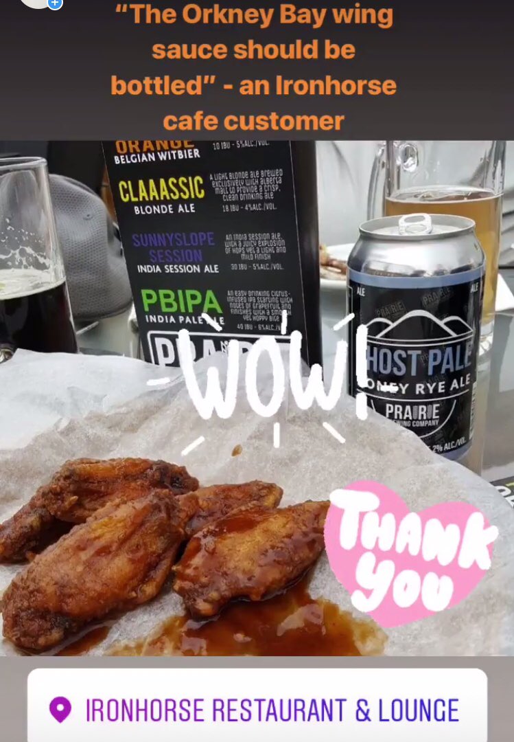 Such a nice compliment! Thanks to Iron Horse restaurant for making some tasty wing sauce with our beer 😋 #prairiebrewco #ironhorsecarbon #drinklocal #abcraftbeer #carbon