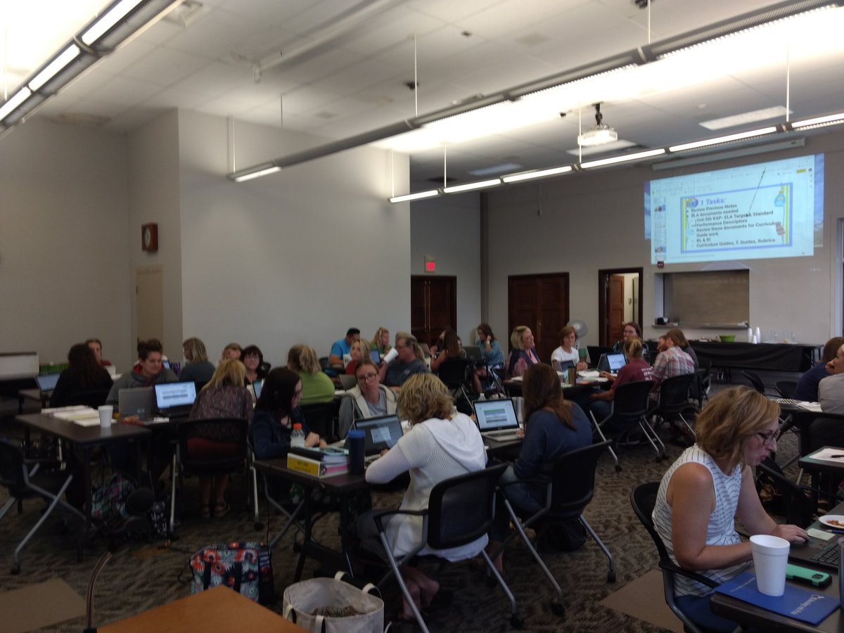 VSchweinler's tweet photo. Lead teachers and instructional coaches doing summer curriculum work. Hard workers!! #CurriculumRocks #SummerFun @Emporia253 https://t.co/INOZaT70pv