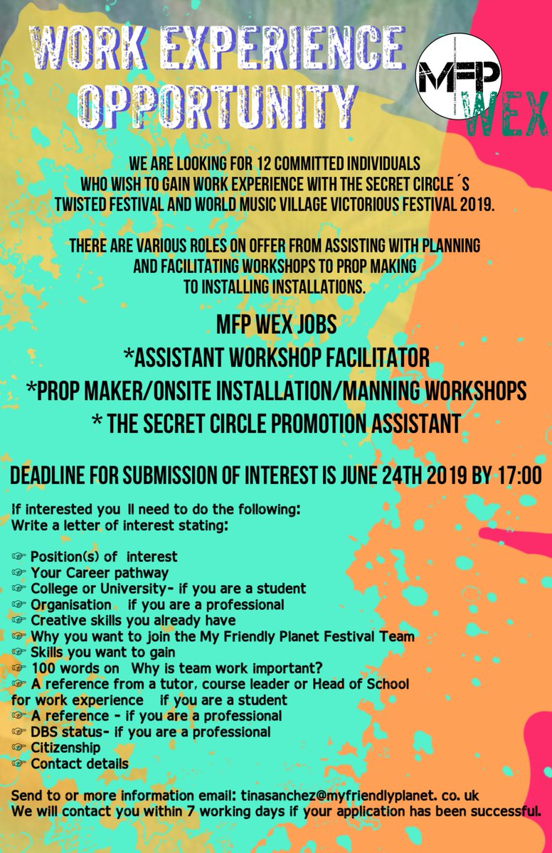 UniPortCCI's tweet photo. Hey creative @portsmouthuni students - are you looking for a summer work experience in a festival? My Friendly Planet at Twisted Village and Victorious festivals have an opportunity for you! https://t.co/1DFstSqPB5 https://t.co/AwZzfcBD5F
