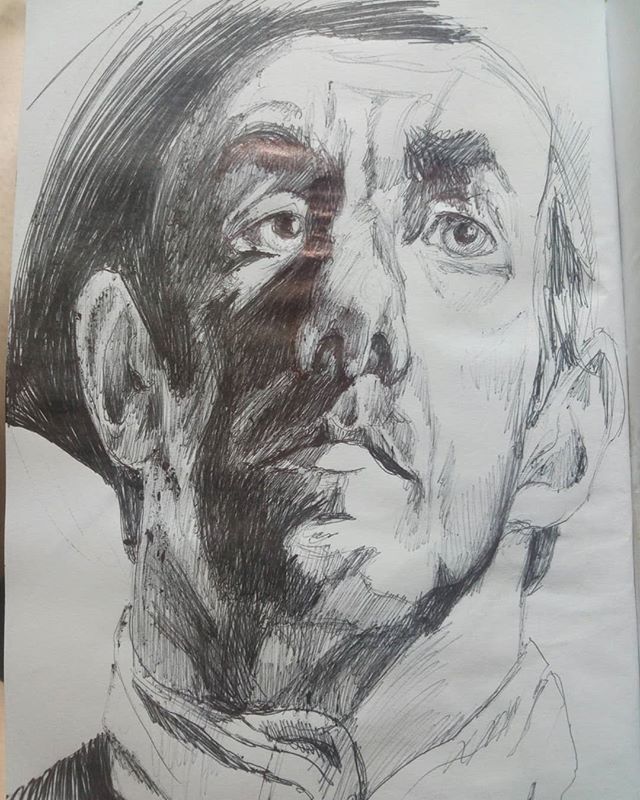 CindyNikolic's tweet photo. #portrait #Yanowski #noiretblanc #stylo #croquis #sketchbook #bic #drawing #dessin #dessinsdujour #art https://t.co/hubCTUUUUo https://t.co/XF6odJUj54