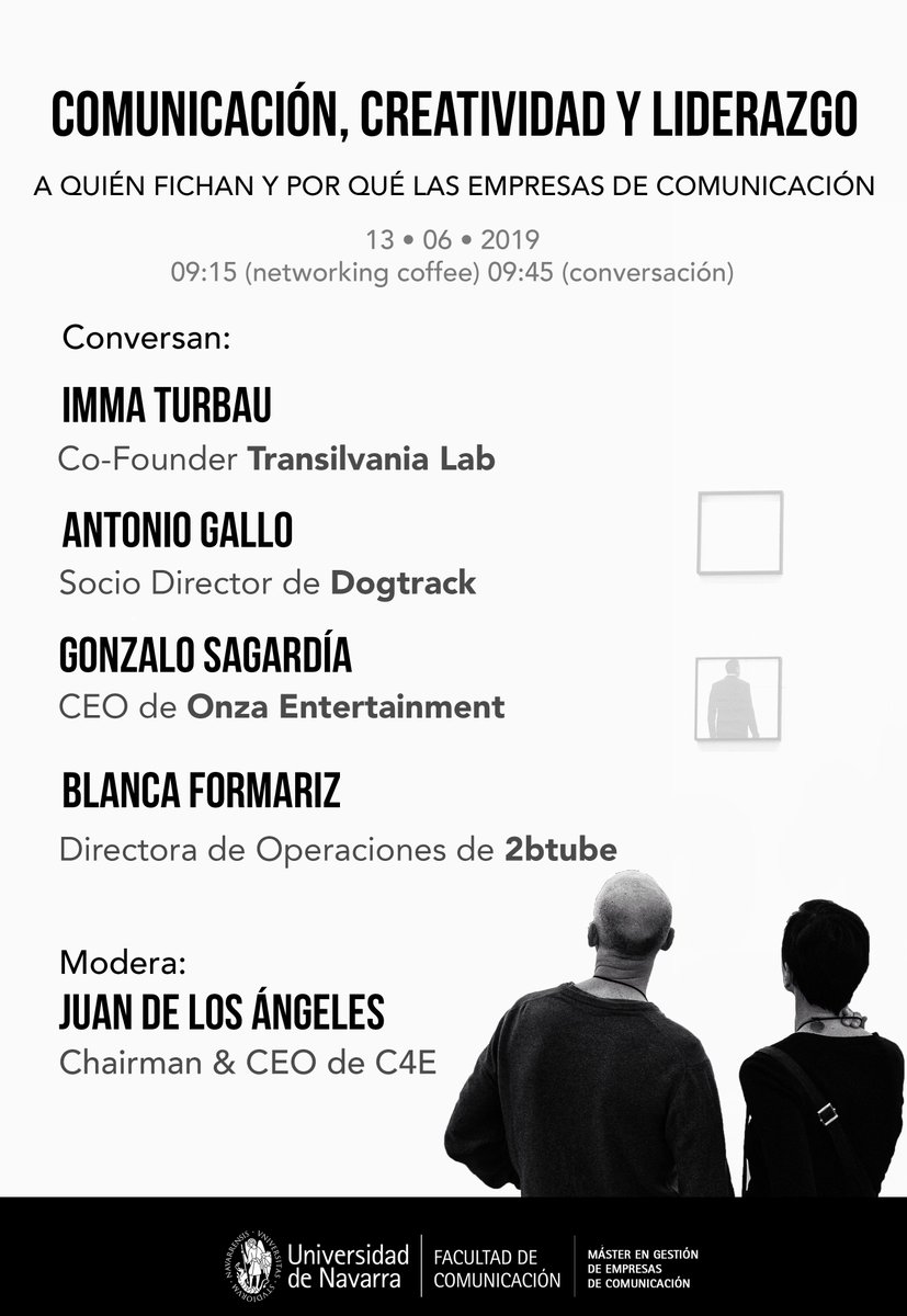 🧐 ¿A quién fichan y por qué las empresas de comunicación?

4⃣ líderes creativos analizan los perfiles más atractivos para el futuro del sector en una mañana de networking e inspiración.  

📅 13/6/19
📍<a href="/unav/">Universidad de Navarra</a> Madrid
¿Te apuntas? ⤵️
bit.ly/2Z48Tvi
