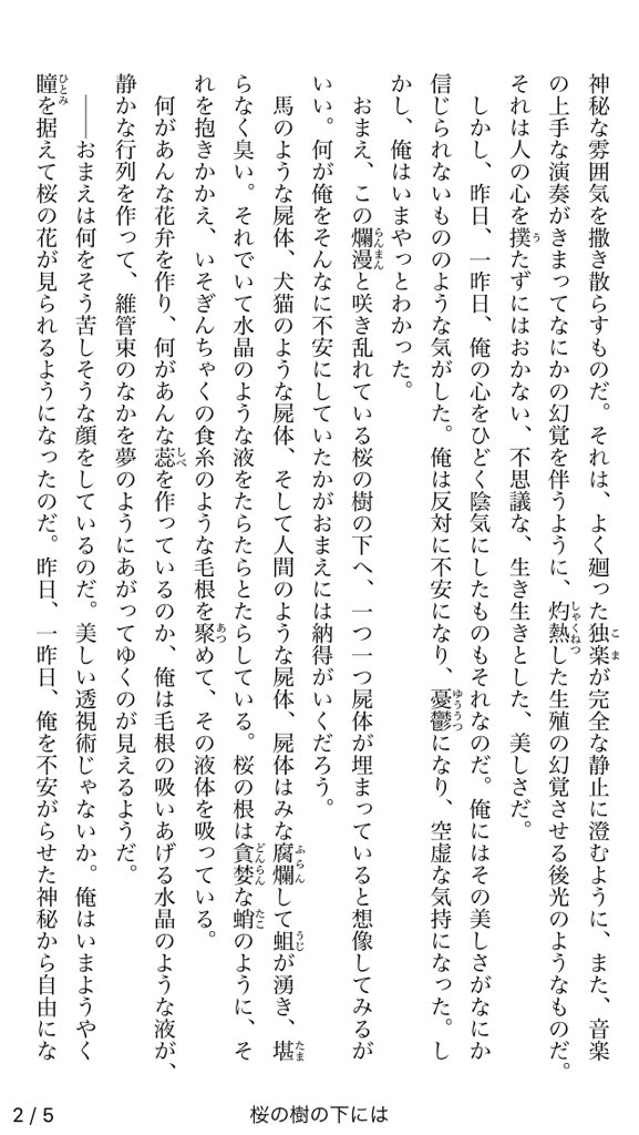 ゆうへい 桜の木の下には死体が埋まっている というのの元ネタは梶井基次郎なのですが 青空文庫で読める この話し相手が不憫すぎるので読んでみてね