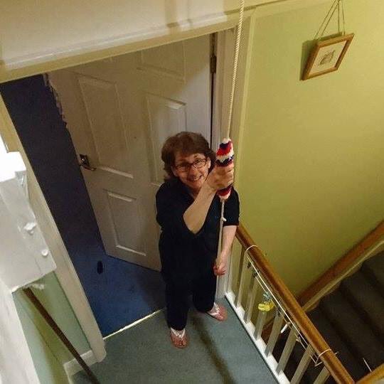 Sidcup_Bells's tweet photo. Here is Debbie our Tower Captain. She is so mad on ringing she has a dumb bell in her loft connected to a laptop to use #Abel #changeringer #BellRinging #madaboutbells #photooftheday https://t.co/Xu03NNOdMy
