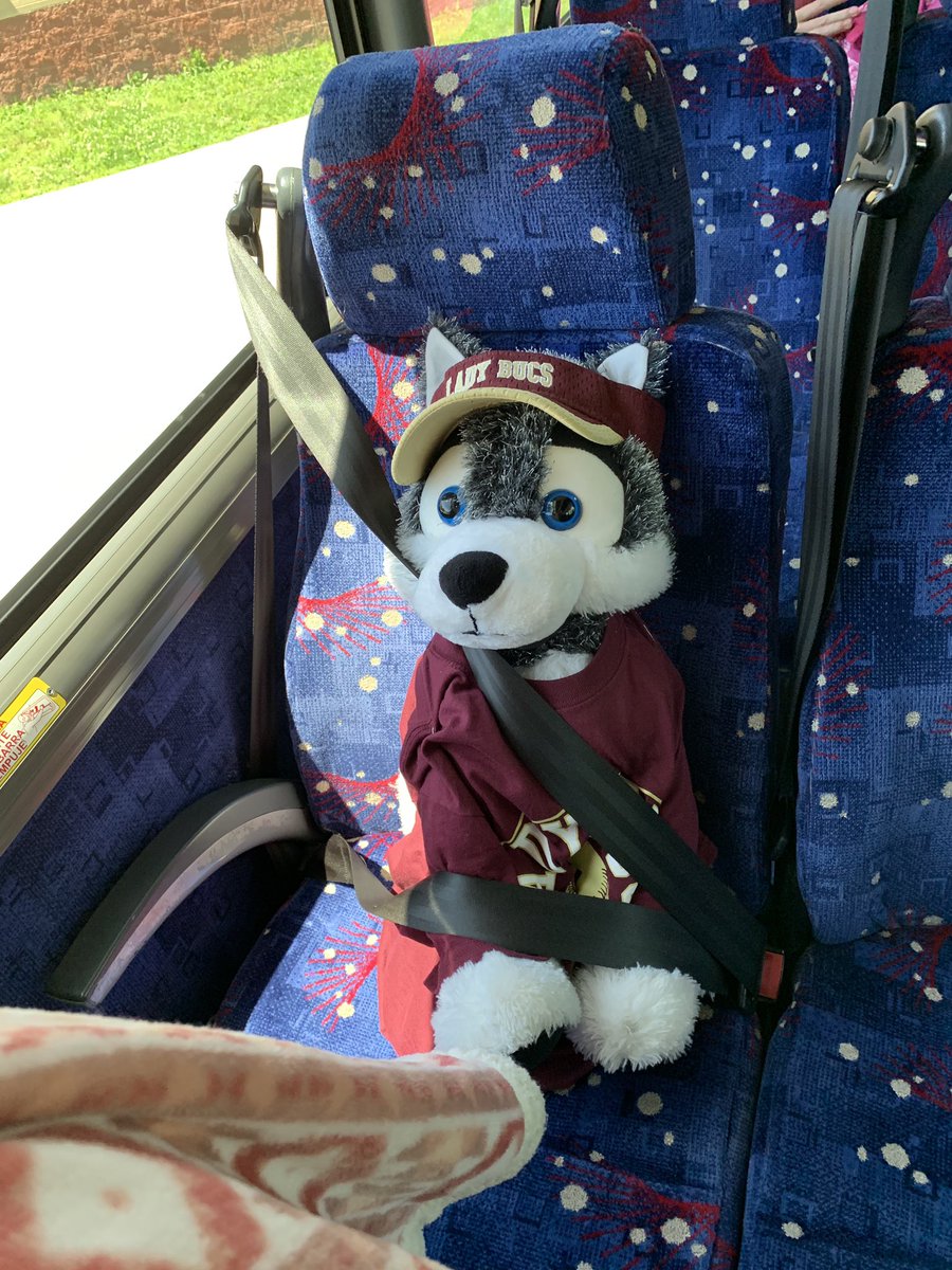 Strapped in and ready to go for the playoff game today!!!🥎🐺🚎