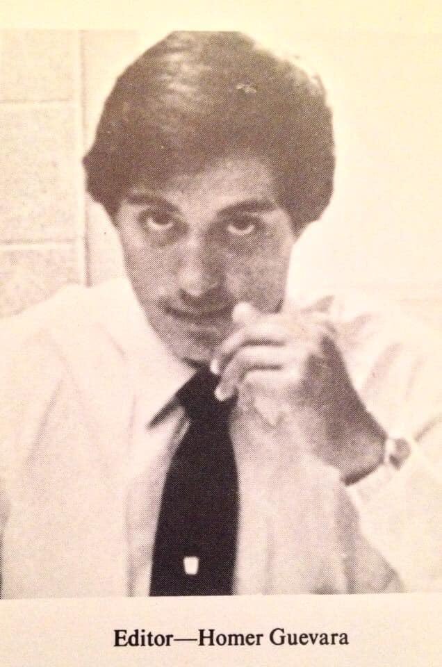 HGUEVARAJR's tweet image. Celebrating my 35 year high school reunion in a few months.  Throwback photo of when I was the editor of my high school newspaper my senior year.  Wish I still had all that hair.  #SouthSanAntonio #GoBobcats #ClassOf84 #ElBarrio