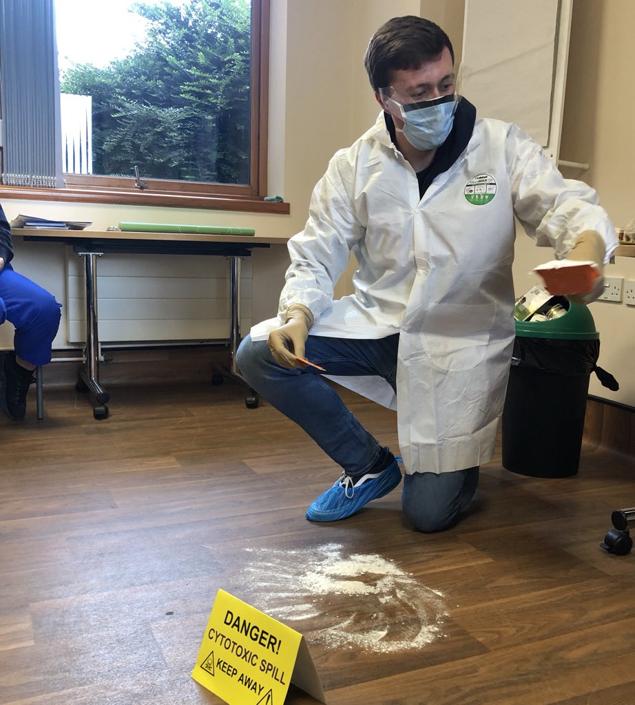 WSHFT_MDCU's tweet photo. Today we held a joint educational update between MDCU and Balcombe Ward. As part of the update staff had a practical simulation of how to deal with a chemotherapy spill. Thanks to Jack for being our willing volunteer
#sacttraining
#safetymatters
#safelearningspace https://t.co/2VdAwCrUAv