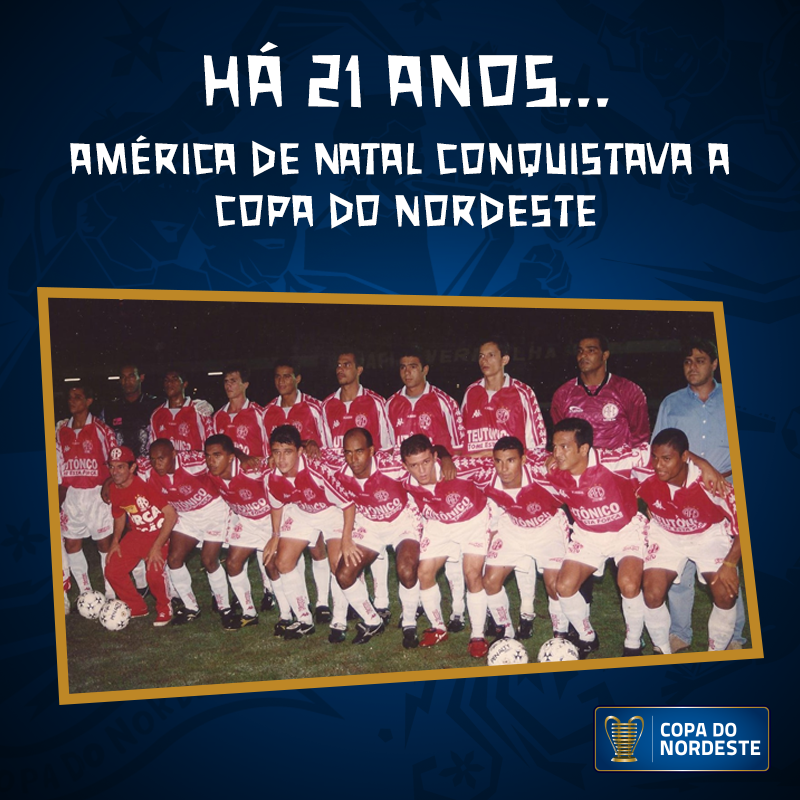 CopaDoNordeste's tweet photo. NA HIST��RIA! ❤

Há 21 anos, o @AmericaFCNatal chegava ao topo do Nordeste! Você se lembra desse dia, torcedor? https://t.co/L8FlPu8xml