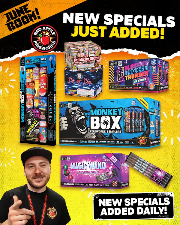 redapplefw's tweet image. It's time to MAKE SOME NOISE, #pyrosquad!

200+ #JuneBoom® sales &amp;amp; specials available NOW with more added daily!

PLUS! New shipping specials available so you can get these insane deals delivered right to your door!

#welovefireworks® #litAF™