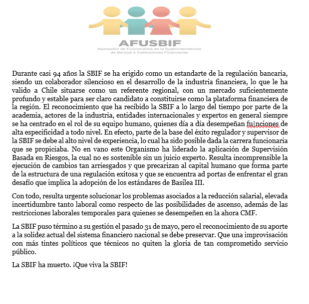 afusbif's tweet photo. Por qué esta en PARO la Superintendencia de Bancos (SBIF): Precarización de la regulación bancaria. @DMatamala @tv_monica @tv_mauricio @mxperez @SoledadOnetoG @jumastorga @IvanValenzuelaU @AndreaAristegui @Cata_Edwards https://t.co/DjVqvWRHDW