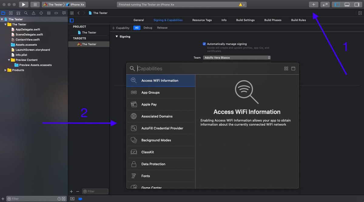 FitoMAD's tweet image. Adding project capabilities in Xcode 11 #Xcode11 #WWDC19