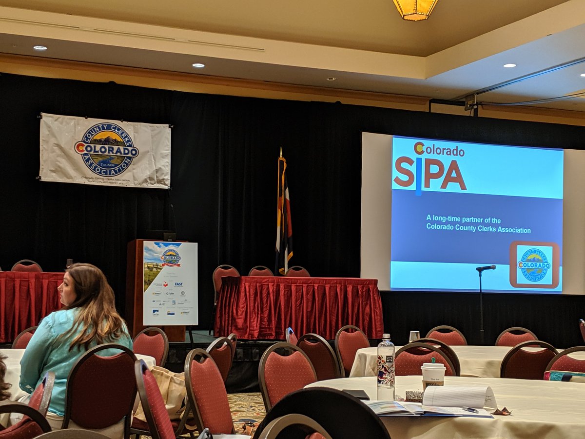 ColoradoSIPA's tweet photo. SIPA Executive Director, Jack Arrowsmith, is excited to be able to share about our no-cost services and more, with County Clerks. Always thankful for our partnership with @coloradogov in serving our Colorado communities. #FreeWebsites #FreePaymentProcessing #FreeOnlineForms https://t.co/ONbgWMWvyf