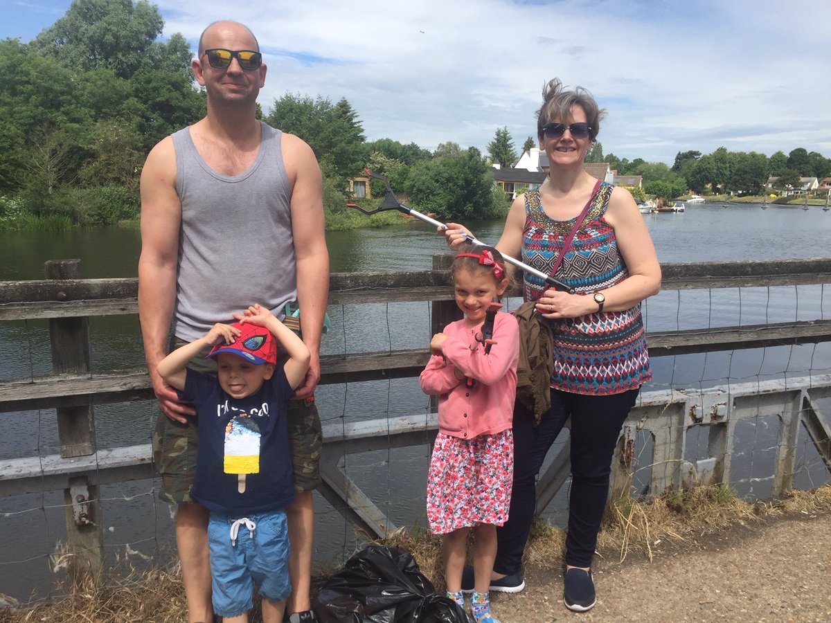 For this week's #litterwalk , we showed their Aunt &amp; Uncle the sights and cleaned up Penton Hook Island in Laleham. No cans/bottles but half a bin bag full of sweet wrappers, lolly sticks, tissues, small bits of plastic, cigarette butts etc...