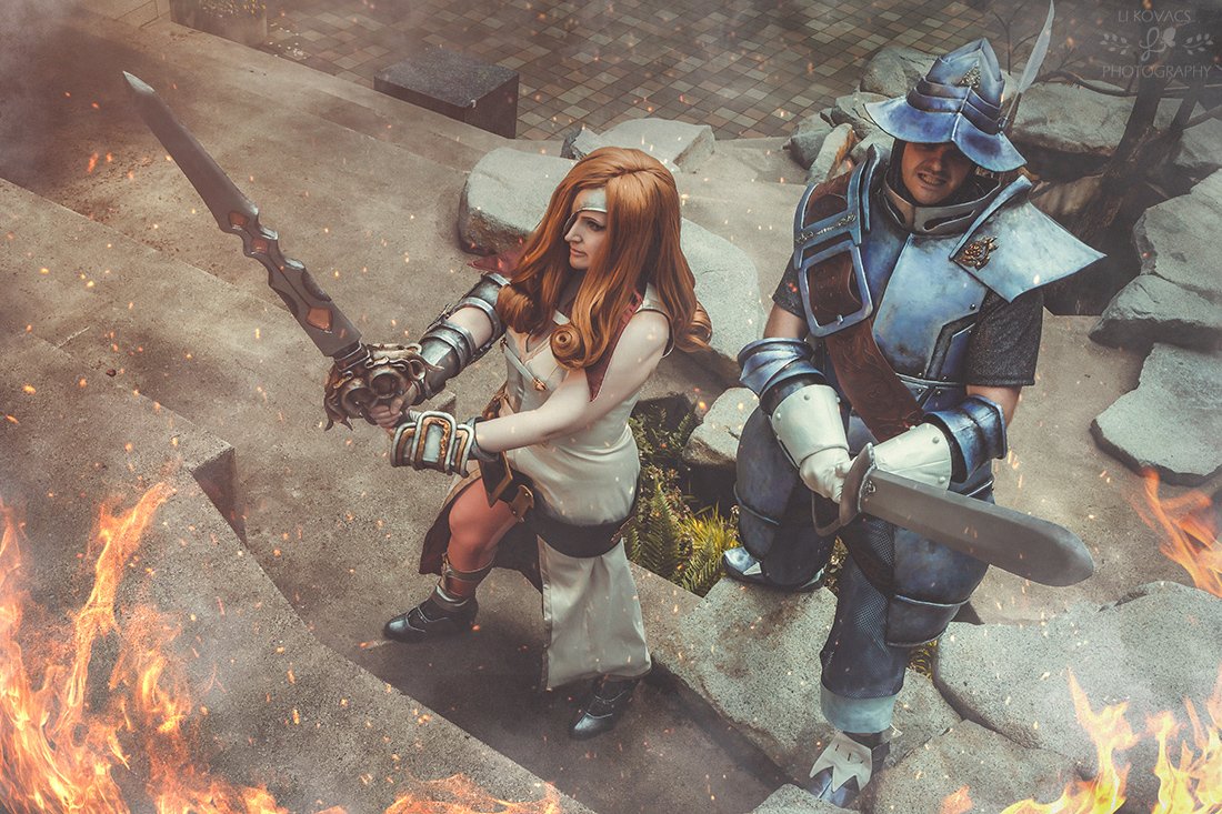 Seifersama's tweet photo. Beatrix and Steiner defending Alexandria! Love this amazing photo taken by @LiKovacs at Sakura con this year. I adore shooting with you and hope to again real soon! <3 <3 <3 @EVZombie #Sakuracon #GeneralBeatrix #AdelbertSteiner #FinalFantasyIX #cosplay https://t.co/wGFpXo36YJ