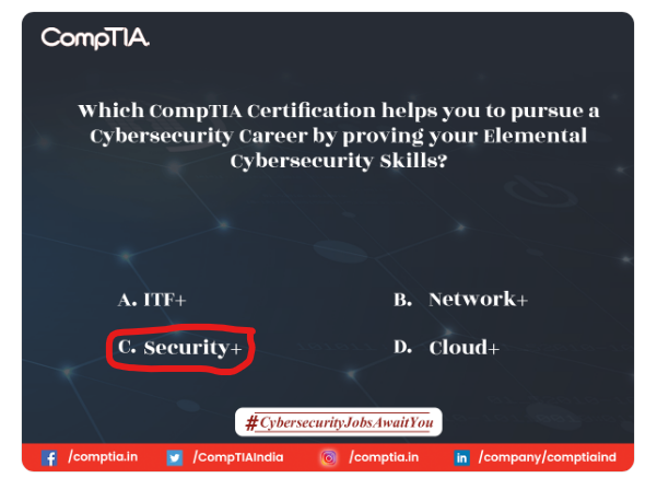 spokenatlast's tweet image. Ans) C. Security+

#CybersecurityJobsAwaitYou #CompTIAIndia #ContestAlert #Contest #Win @CompTIAIndia

@pratikzart 
@Yellowpetals 
@ShantiVB6 
@NehaManocha7 
@Sana_Tokre