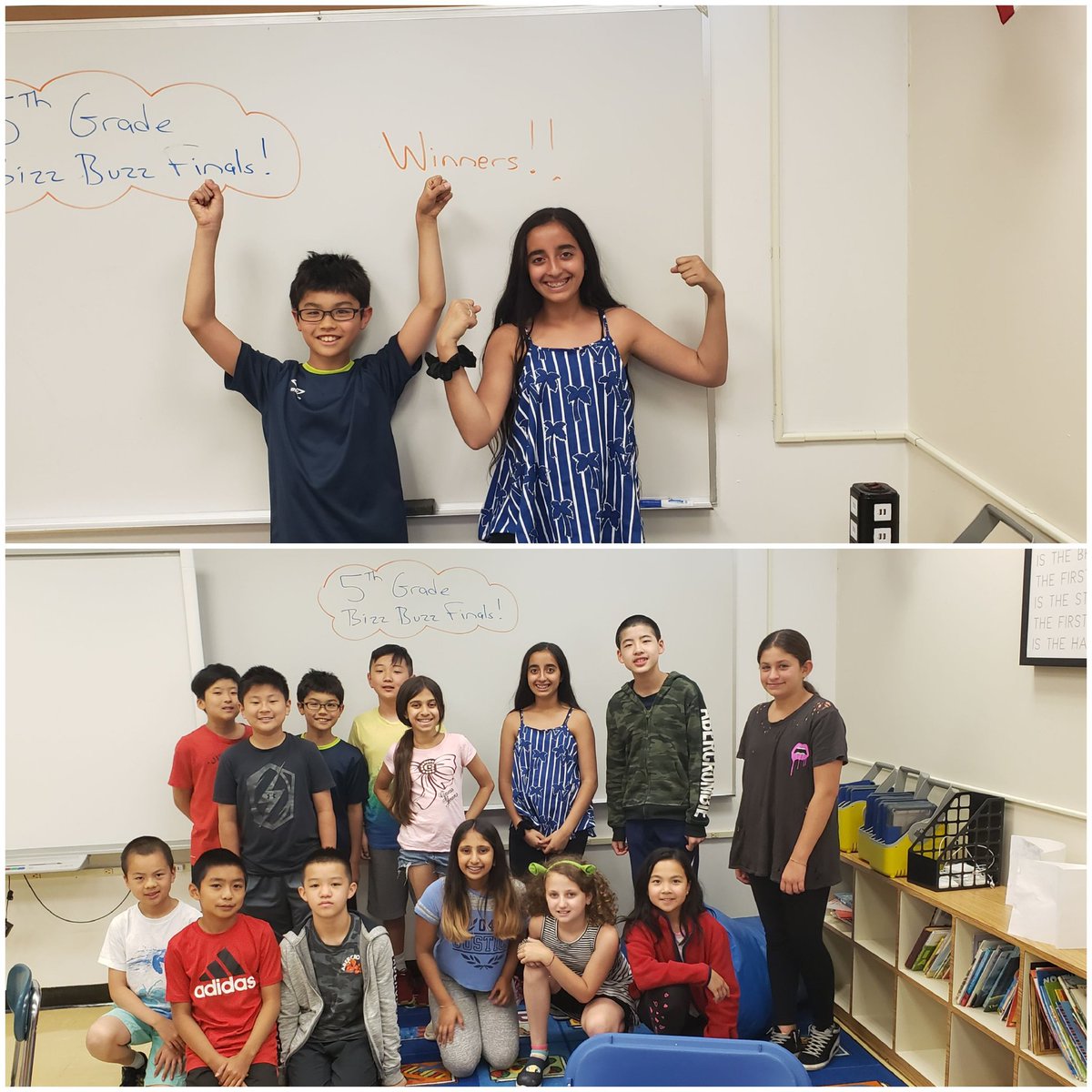 Jprinzevalli's tweet photo. Congratulations to all 5th grade finalists in the Bizz-Buzz tournament! Our winners are Ashleen Bhasin and Kantaro Kohara!!!@ginafaust https://t.co/SzCbtlVQZo