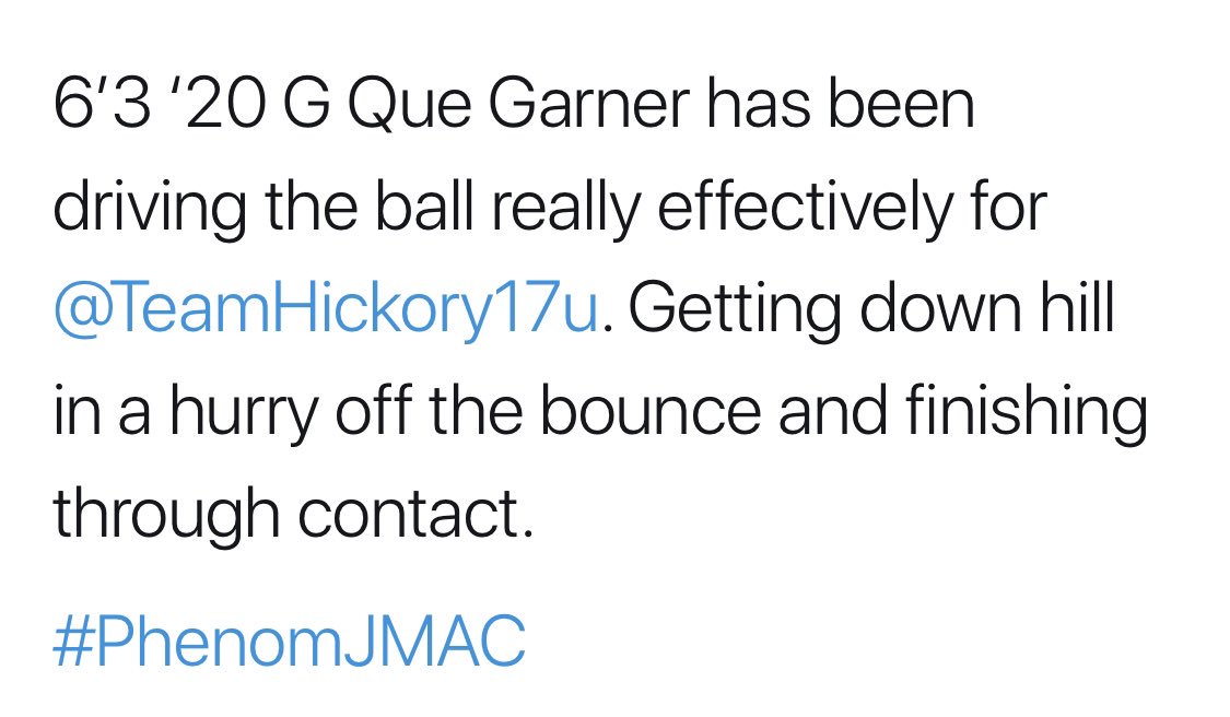 TeamHickory's tweet photo. @qgarner24 had a great weekend averaging double digits while playing multiple positions over the weekend at the @Phenom_Hoops #jmacshowcase https://t.co/G48ZryyBs5