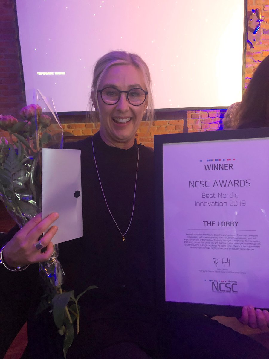 Massive congratulations to The Lobby Stockholm for winning Best Nordic Innovation at tonight’s #NCSC annual dinner <a href="/amffastigheter/">AMF Fastigheter</a> <a href="/ICSC/">ICSC</a> - great to be celebrating with you!