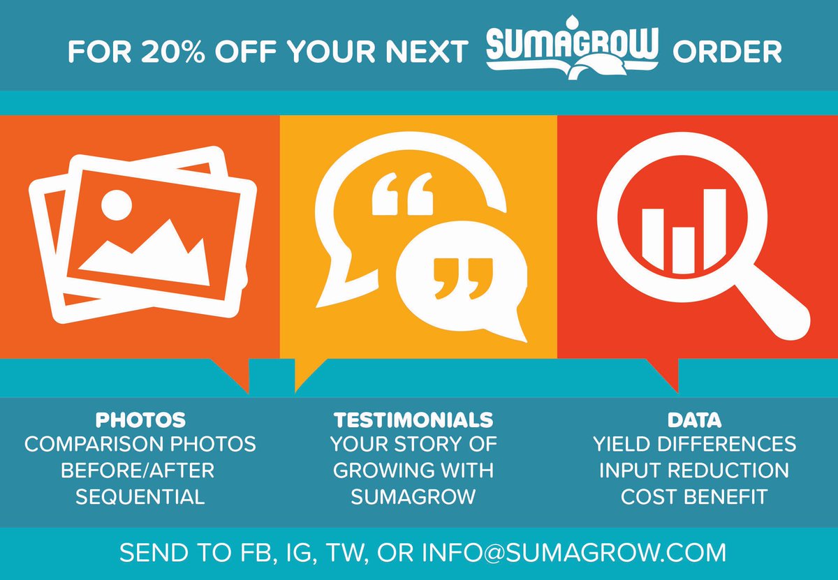 SumaGrow's tweet photo. Share your SumaGrown Story and receive 20% off your next order, up to 500 gallons!!! Domestic only please.#sumagrow #sumagrown https://t.co/wUTtxW3Xwd
