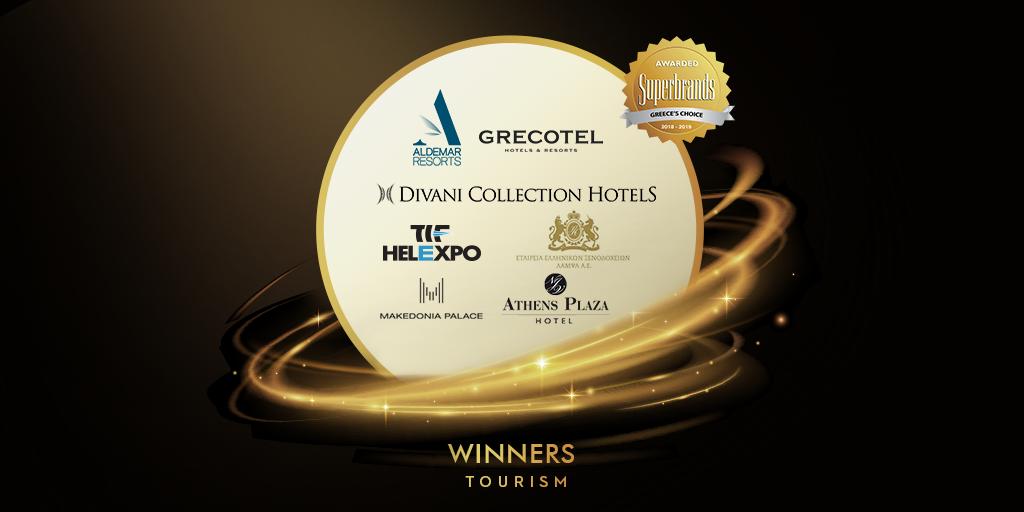 SuperbrandsGR's tweet photo. The winners of #SuperBrandsGreece 2018-2019 in the “Tourism" category are: @aldemar_resorts, @Grecotel, @DivaniHotels, HELEXPO – Thessaloniki International Fair, Lampsa SΑ, Makedonia Palace, @NJVAthensPlaza. Congratulations to all of them! https://t.co/9iD77PFtN5