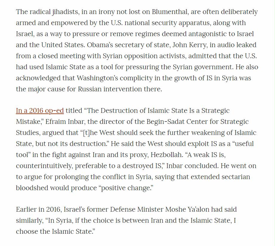 "The radical jihadists...are often deliberately armed and empowered by the U.S. national security apparatus..."  https://www.truthdig.com/articles/reckoning-with-failure-in-the-war-on-terror/