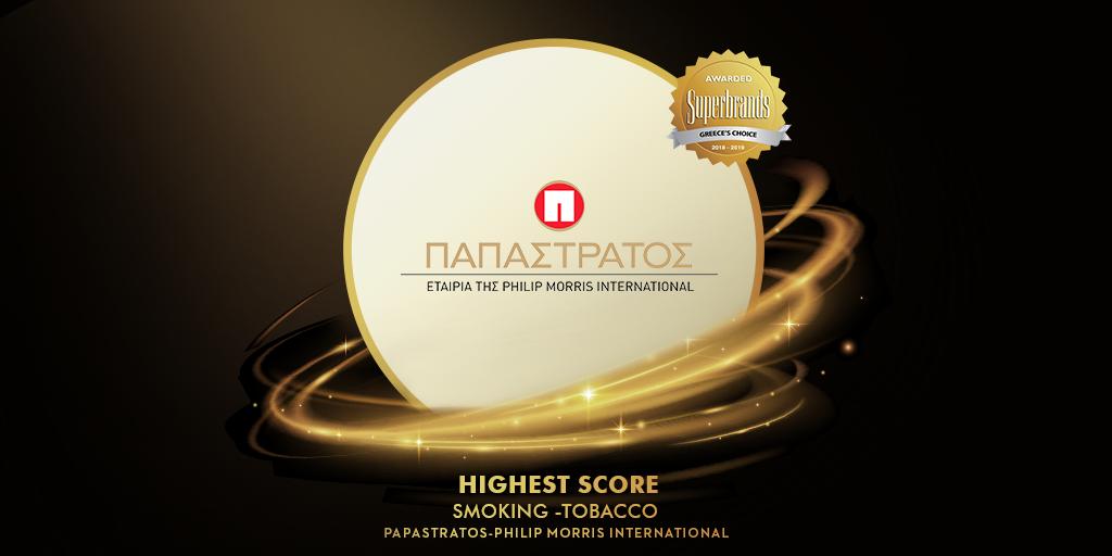 SuperbrandsGR's tweet photo. The first #SuperBrandsGreece award 2018-2019 in the “Smoking -Tobacco" category goes to... Papastratos-Philip Morris International! Congratulations for their outstanding work! https://t.co/WO2ilK4CLb