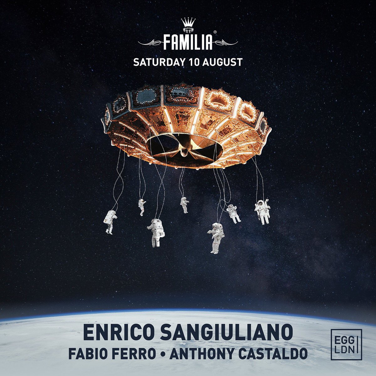 JUST ANNOUNCED! 📢

It’s been a while since Enrico Sangiuliano graced the decks on our middle floor, so on Saturday 10th August we’ve invited him back to head our next Familia instalment! 👪

Joining him is Fabio Ferro &amp; Anthony Castaldo! 💥