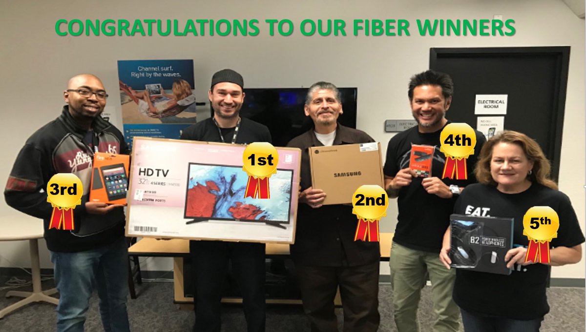 Stovall_Mike07's tweet photo. Congratulations to our top 5 winners for the Fiber incentive contest. Well deserved. ⁦@WeAreSD12⁩ #tugglenation #Fiberstrong #lifeatATT https://t.co/a2TSR5GLPL