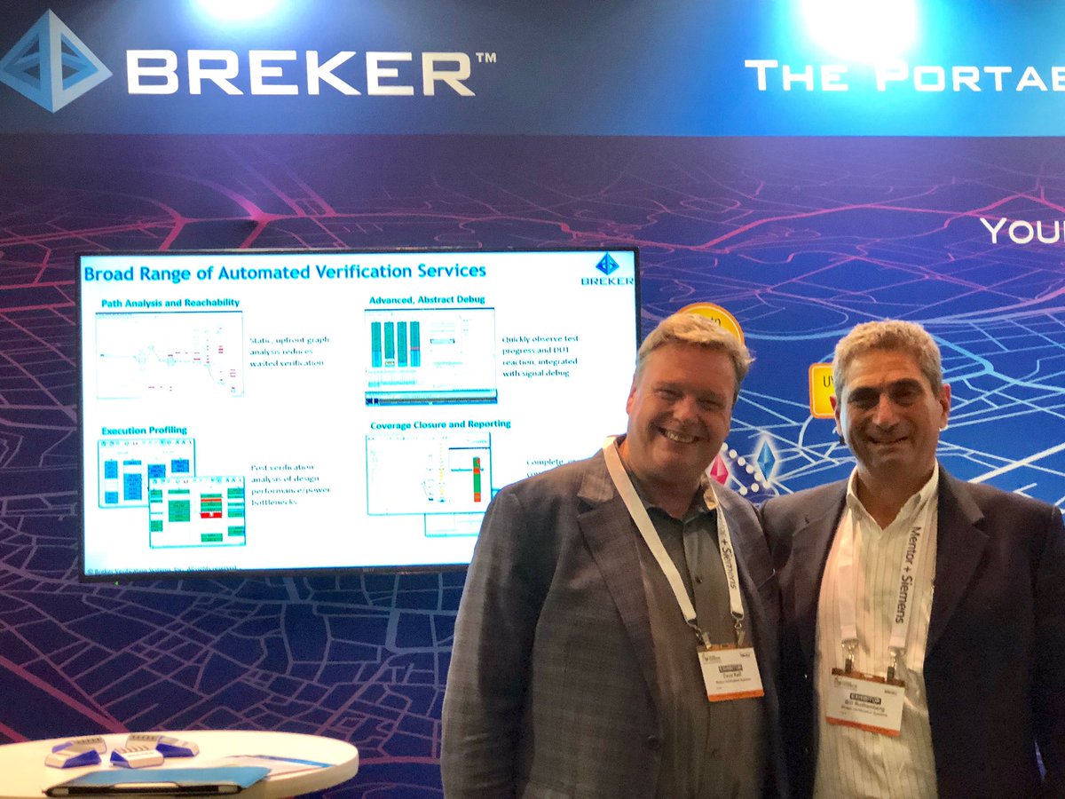 BrekerSystems's tweet photo. Breker booth is right up front and busy @56thDAC !  Stop by #611 and find out how market leading solutions in #PortableStimulus and #TestSuiteSynthesis from @BrekerSystems can change the lives of #VerificationEngineers https://t.co/a5TxBX9Uhc