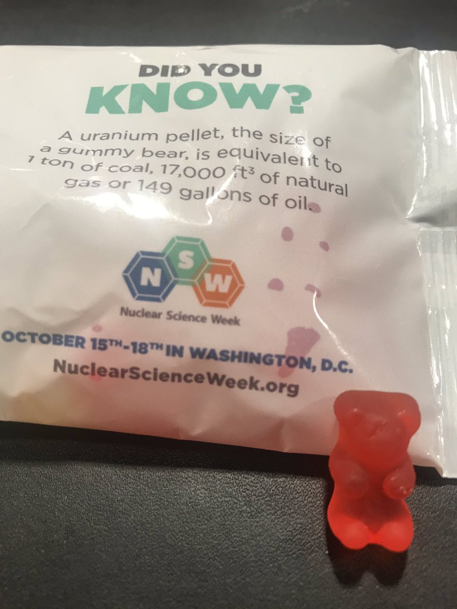 Got a nuclear energy advocacy triangle at #NEA19 exhibit hall with @Nuclear_Matters, @NEI and gummi-bear-fuel-pellets from @nuclearmuseum. #NAYGN19