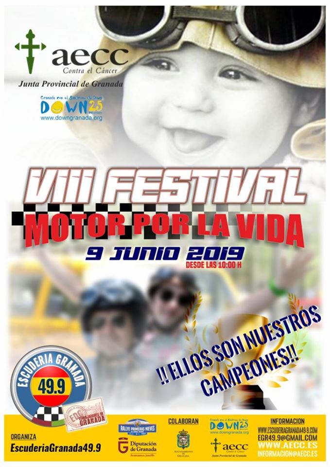 El próximo domingo contamos contigo en este evento solidario por los niños, con Pasacalles de Vehículos Clásicos y de Competición a beneficio de los niños de la AECC, DOWN GRANADA y la Asociación TE DOY LA LUNA.

Info: clubdeportivo.egr49.9@gmail.com

facebook.com/events/3525536…