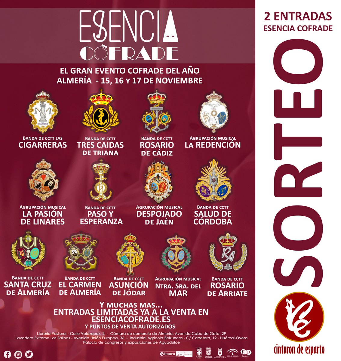 CEsparto's tweet photo. 🔴 SORTEO 

▶️¡Gana dos entradas para asistir a Esencia Cofrade, el gran evento cofrade del año!

1⃣ Haz RT a este tweet
2⃣ Sigue a @CEsparto y @EsenciaAlmeria 
3⃣ Menciona a un amigo con quien compartirías la entrada seguido de #EsenciaCofrade 

¡SUERTE 🤞! https://t.co/4rLSLxZaG9