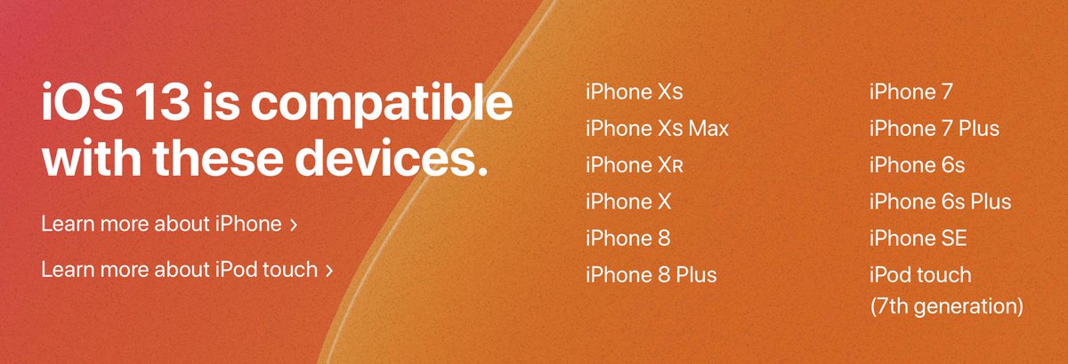 zollotech's tweet photo. Here’s a better way to see this….Supported iOS 13 devices https://t.co/vTQYJHKqWN