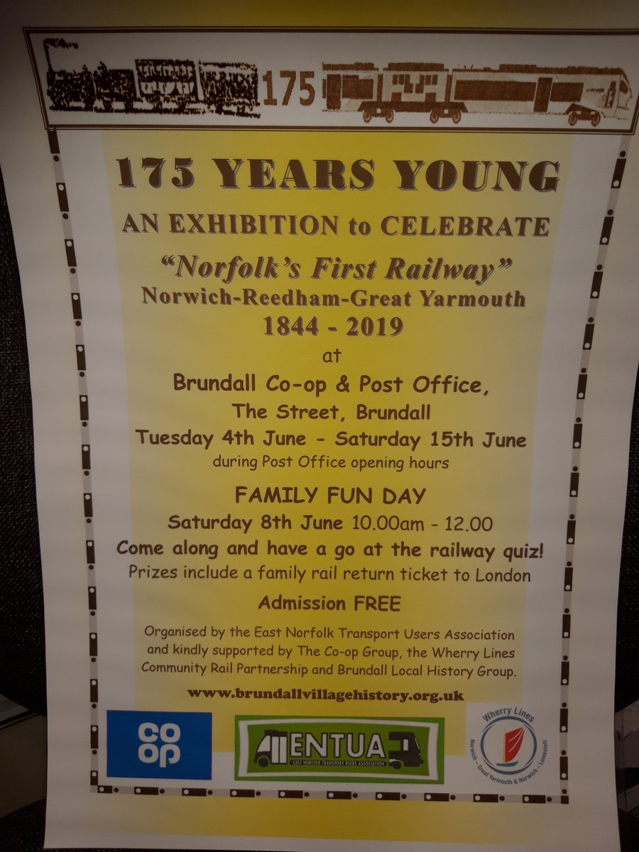 A lovely small exhibition of the Railway.Come along and enjoy. 
Brundall Coop
