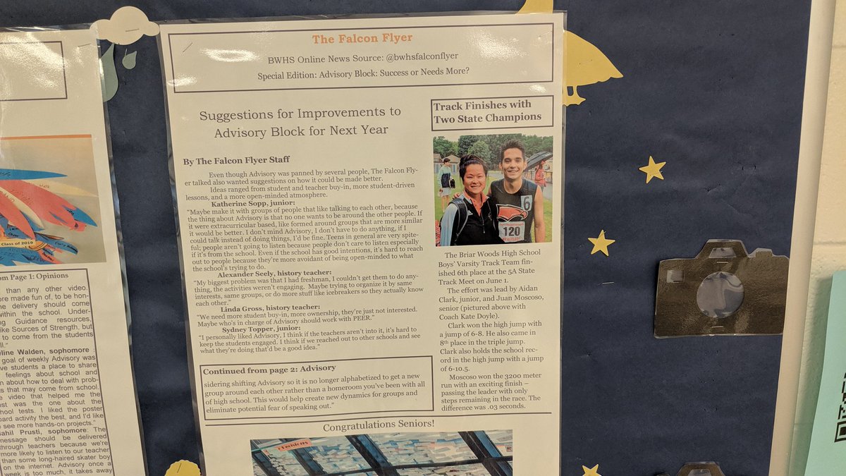 Check out our story focus for May of the  Advisory Block on the 400 hallway board.