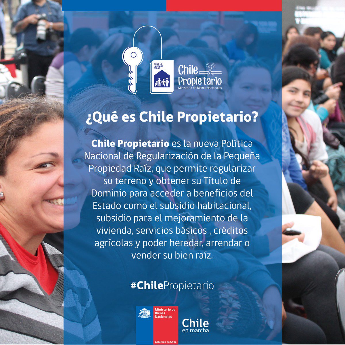 ¿Sabes que es #ChilePropietario? Por si no, te contamos que es una nueva Política Nacional de Regularización de la Pequeña Propriedad Raíz, y que tiene por principal finalidad que TÚ puedas regularizar tu terreno obteniendo así tú Título de Dominio👏💪